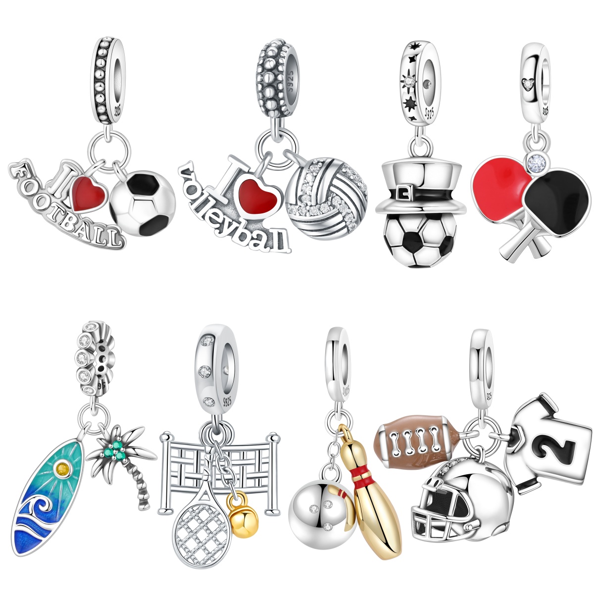 Jewelry Making Table - MISEFF S925 Sterling Silver Charm Sports