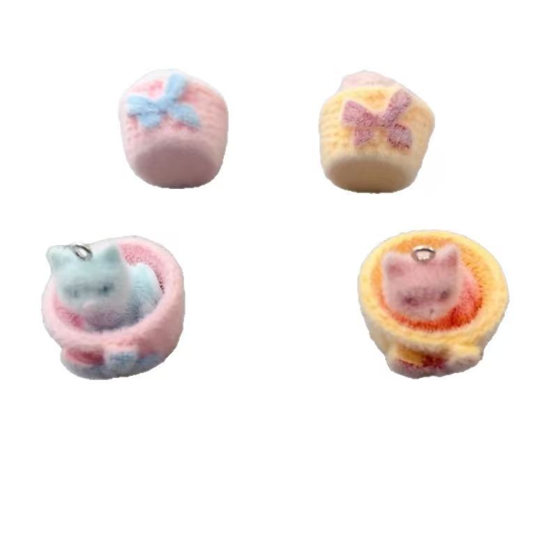 4pcs 3D plush resin cat pendan - đánh giá và giá Jewelry Making Diy