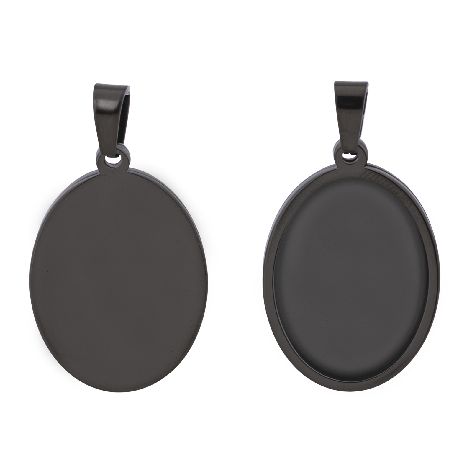 5pcs Stainless Steel Black Ova - đánh giá và giá Pendant Blank Bezel