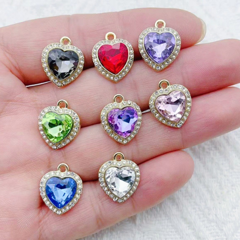 10pcs heart-shaped inlaid colo - đánh giá và giá Jewelry Making Diy