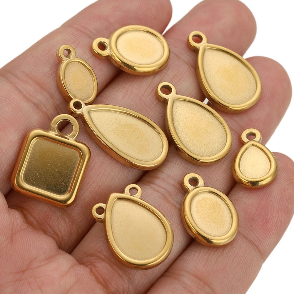 5pcs Stainless Steel Square Dr - đánh giá và giá Pendant Blank Bezel