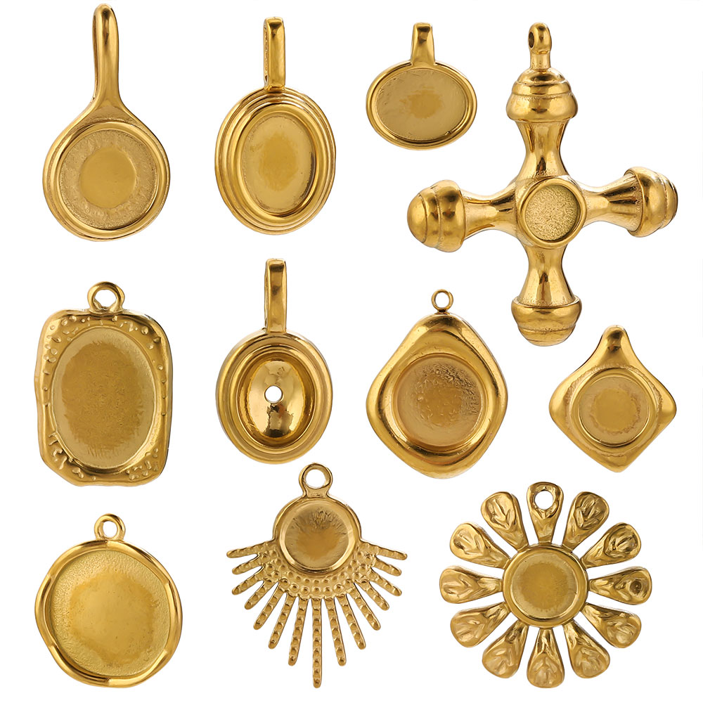 4-5PCS Stainless Steel Gold Ch - đánh giá và giá Pendant Blank Bezel