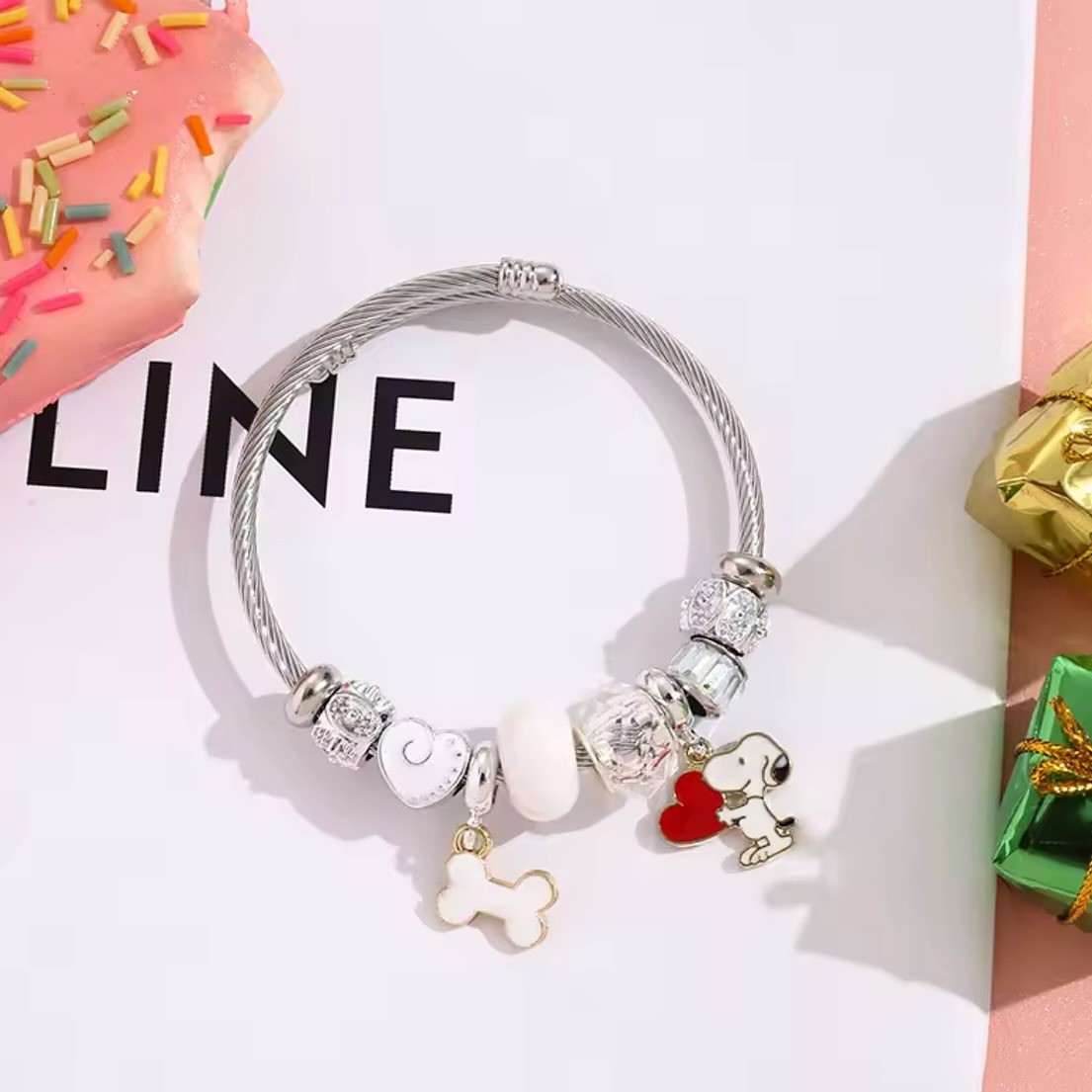Cute Cartoon Snoopy Bone Heart - đánh giá và giá Jewelry Making Parts