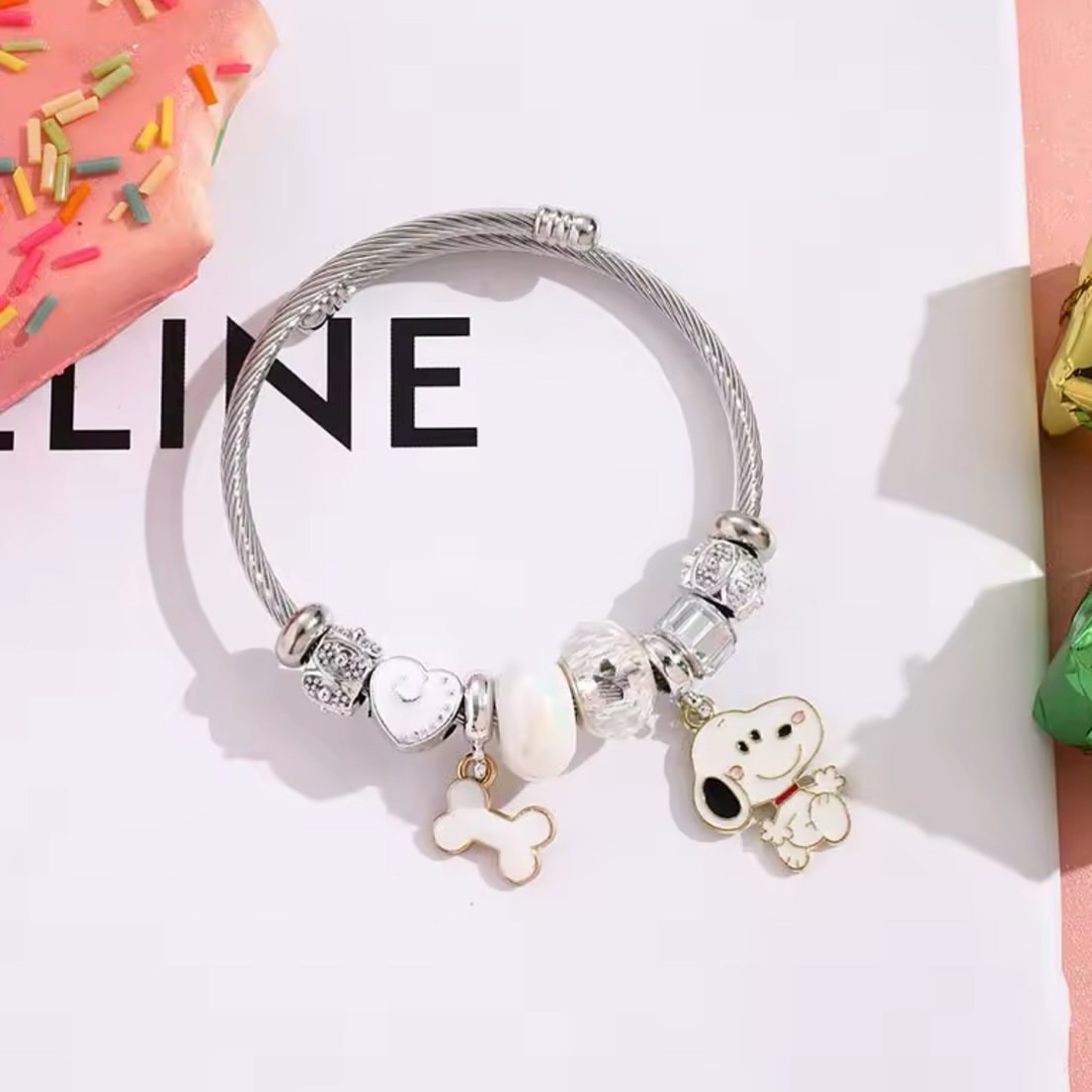 Cute Cartoon Snoopy Bone Heart - đánh giá và giá Jewelry Making Parts