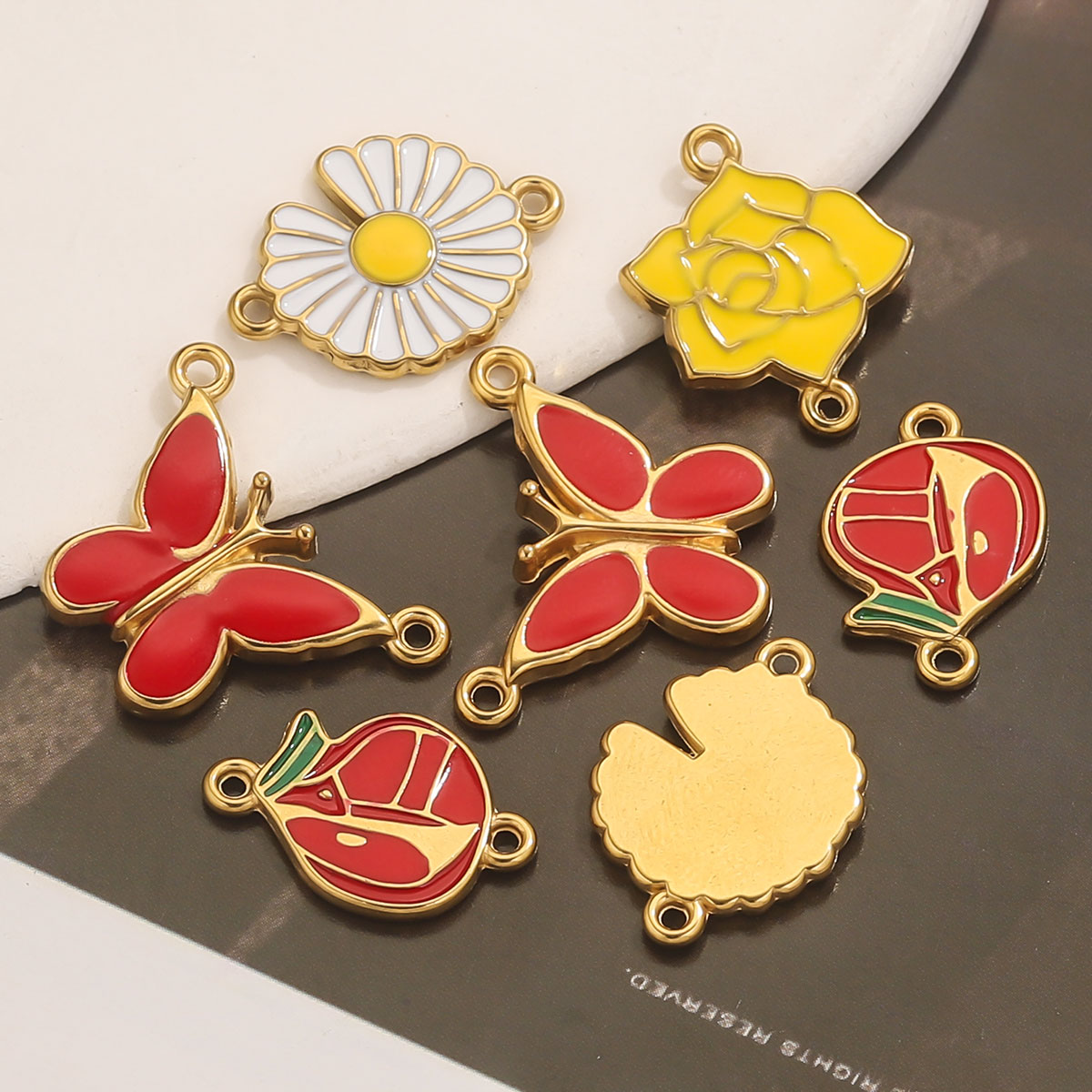 4pcs Stainless Steel Enamel Vi - đánh giá và giá Jewelry Making Materials Wholesale