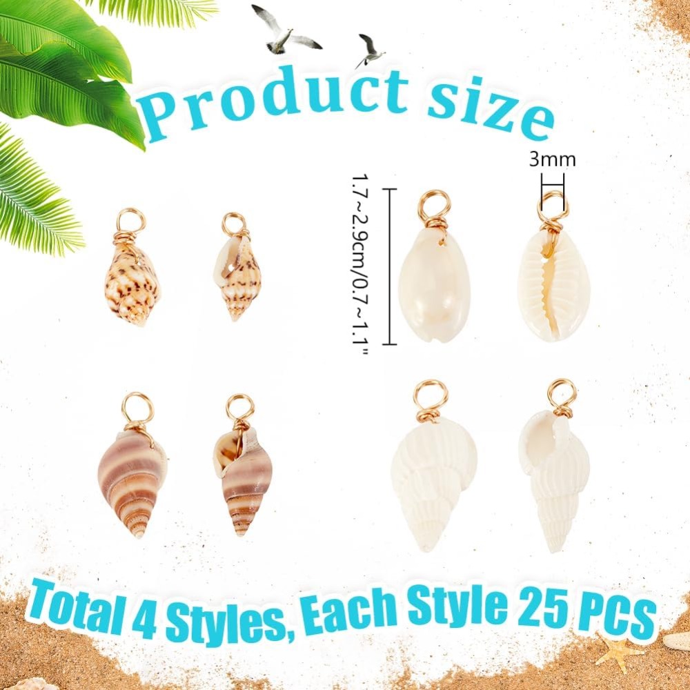 100pcs 4 Styles Natural Shell  - đánh giá và giá Jewelry Making Kit