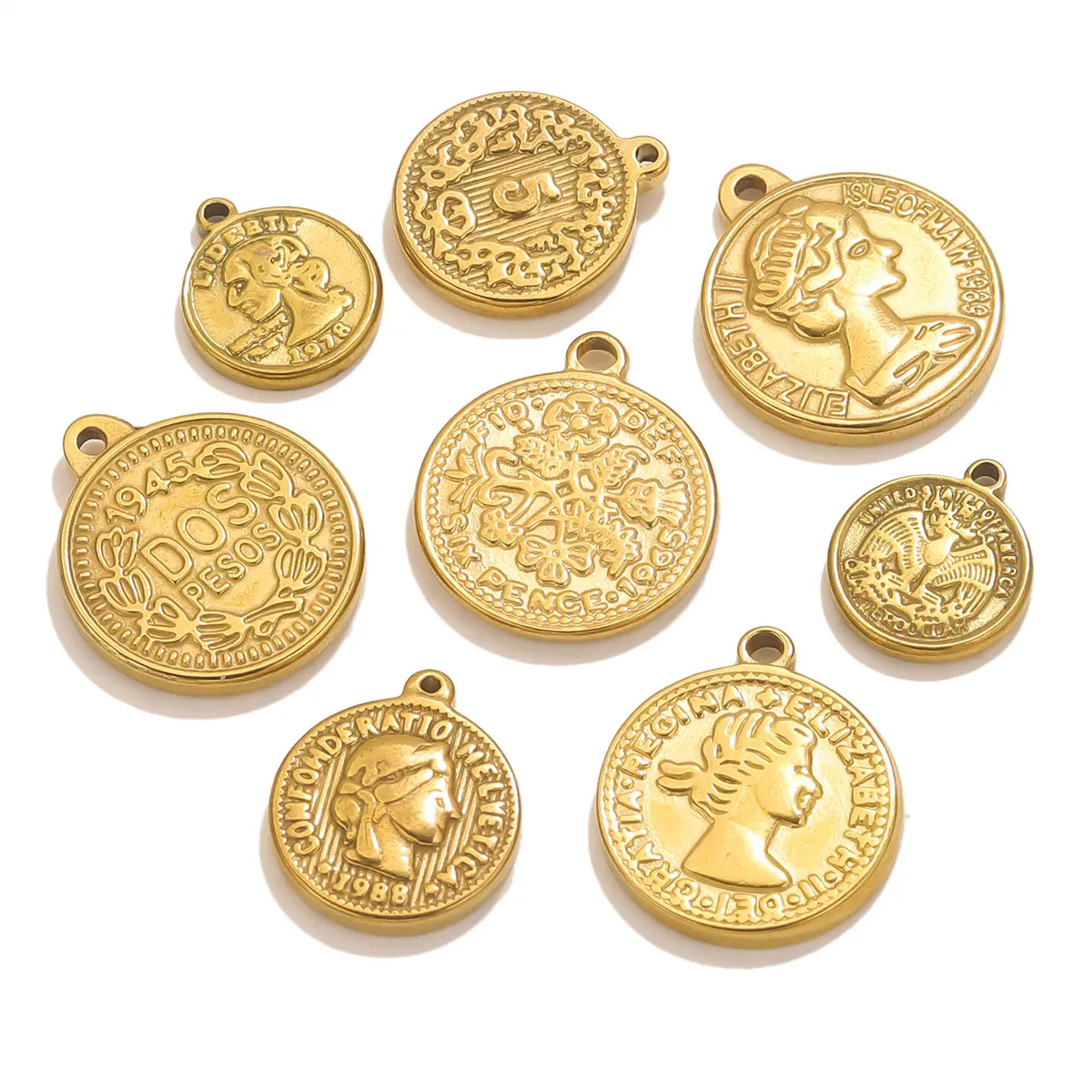 5PCS Stainless Steel Medal Coi - đánh giá và giá Jewelry Making Materials Wholesale