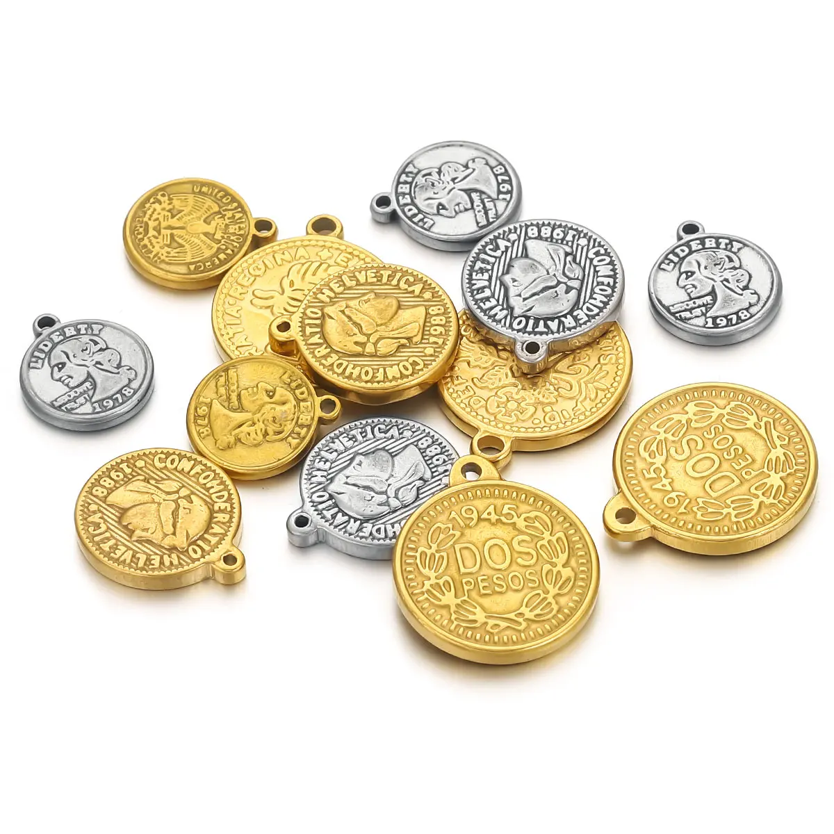 5PCS Stainless Steel Medal Coi - đánh giá và giá Jewelry Making Materials Wholesale