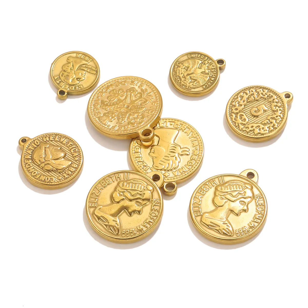 5PCS Stainless Steel Medal Coi - đánh giá và giá Jewelry Making Materials Wholesale