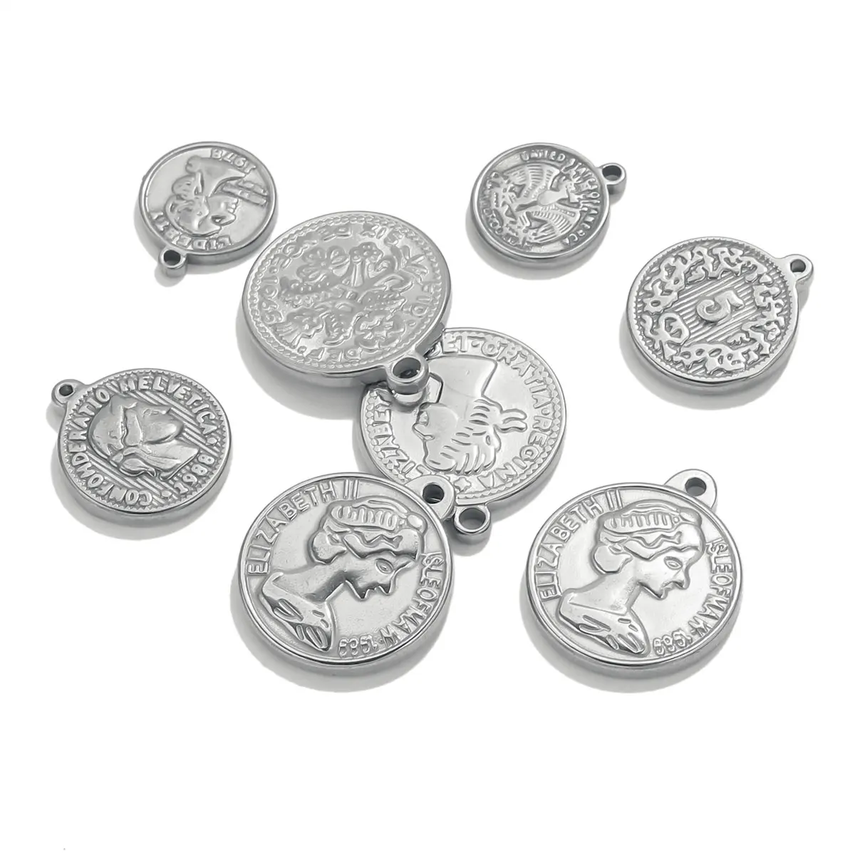 5PCS Stainless Steel Medal Coi - đánh giá và giá Jewelry Making Materials Wholesale